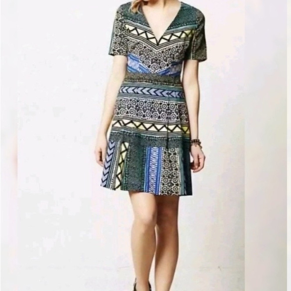 Tracy Reese Anthropologie Multicolor Geometric Mini Dress